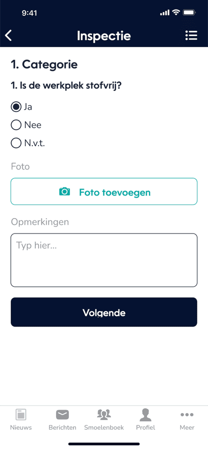 Werkplekinspectie in de app