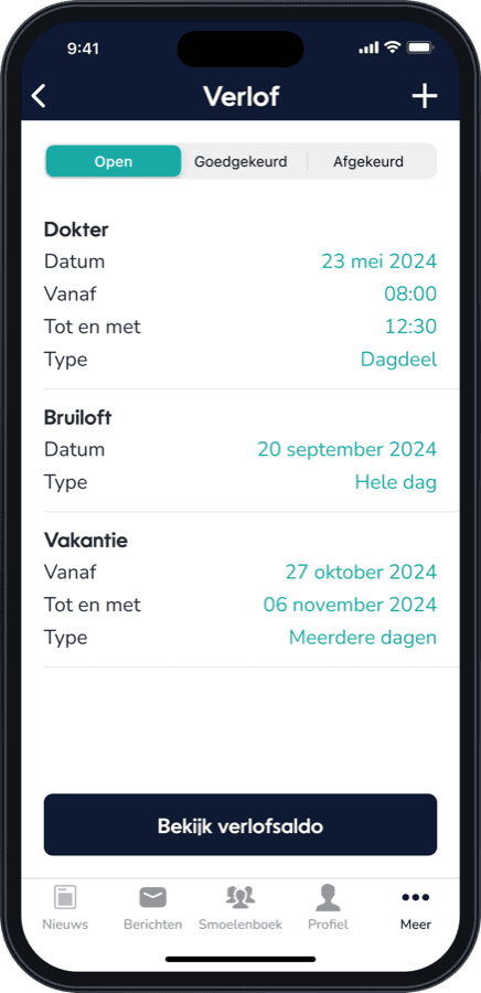 Verlofaanvragen in de app