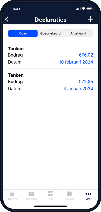 Declaratie-overzicht in de People Appy app